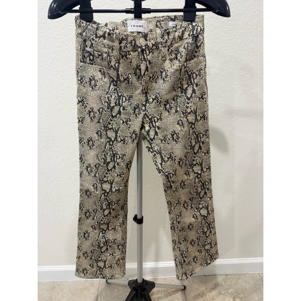 FRAME Le Crop Mini Boot Snakeskin Print Jeans Womens 25 Python High Rise Cropped